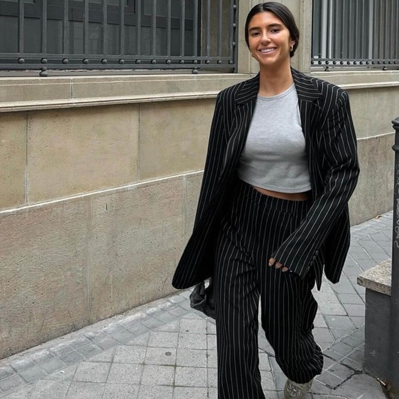 Stripped Black Oversized Suit by Na-Kd - Picture 2 of 5